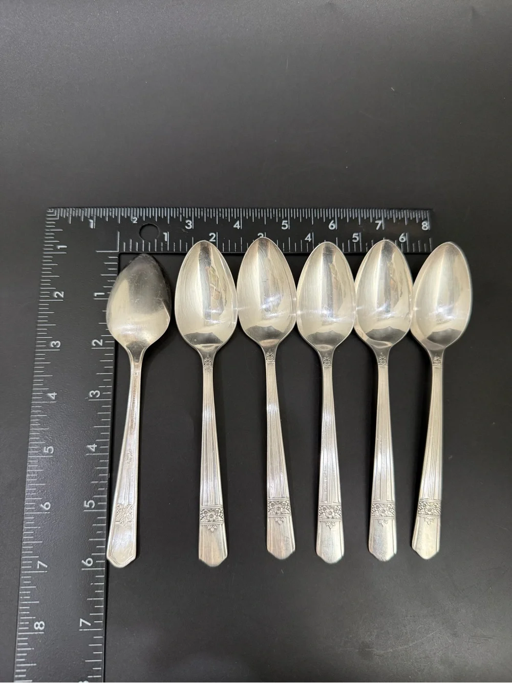 6pc Vintage ONEIDA Simeon & George Rogers Co. Silver Rose Silver-plate Teaspoon